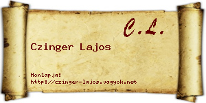 Czinger Lajos névjegykártya